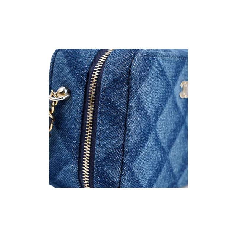 CHANEL 22BFW Denim One Shoulder Crossbody Clutch Women's Dark Blue-7