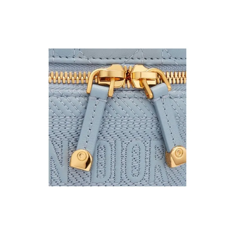 DIOR DiorTravel Cow Leather Shoulder Bag Crossbody Bag Handbag Makeup Bag Small Size Women's Blue-4