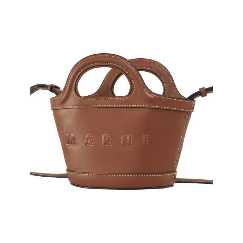 MARNI TROPICALIA Calfskin Shoulder Bag Crossbody Bag Handbags Extra Mini Women's Brown-3