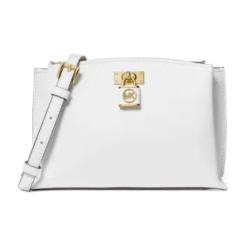 MICHAEL KORS MK Ruby Saffiano Leather Handbag Shoulder Bag Crossbody Bag Medium Size Women's White