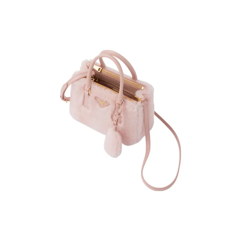 PRADA Shearling Plush Bag Tote Bag Shopping Bag Portable Crossbody Bag Shoulder Bag Mini Women's Cherry Blossom Pink-1