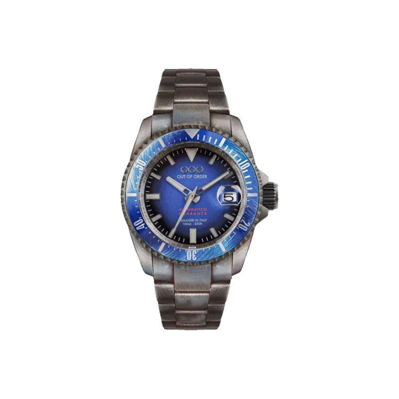 OUT OF ORDER Wrist Watch Manual Mechanical Movement Stainless Steel Strap Blue Dial Men's Watches OOO.001 21.BL-0