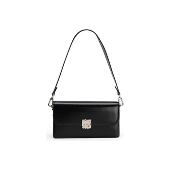 VENOF Cow Leather Small Square Bag Shoulder Bag Women's Black Forest/Cream White/Cheese Yellow