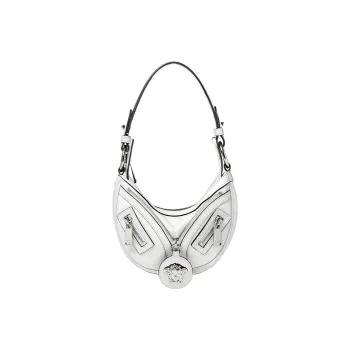 VERSACE Cow Leather One Shoulder Handbag Mini Women's White