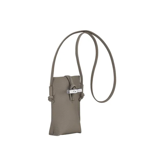 LONGCHAMP Roseau Cow Leather One Shoulder Crossbody Cell Phone Pouch Regular Women's Dove Color-1