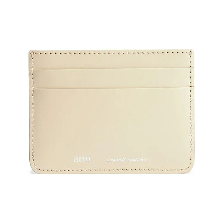 AMIPARIS Calfskin Card Holder Men's Beige-0