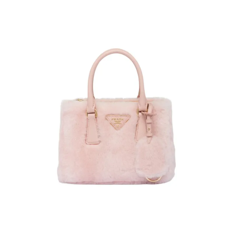 PRADA Shearling Plush Bag Tote Bag Shopping Bag Portable Crossbody Bag Shoulder Bag Mini Women's Cherry Blossom Pink-0