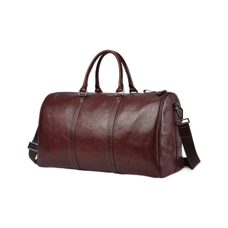 Hush Puppies Vegetable Tanned Top Grain Cow Leather Handbag Travel Bag For Business Trips Tubas Men's Black-5