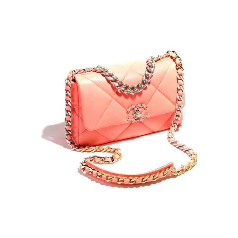 CHANEL 19Bag Lambskin Handbag, Shoulder Bag, Crossbody Bag Women's Light Orange-1