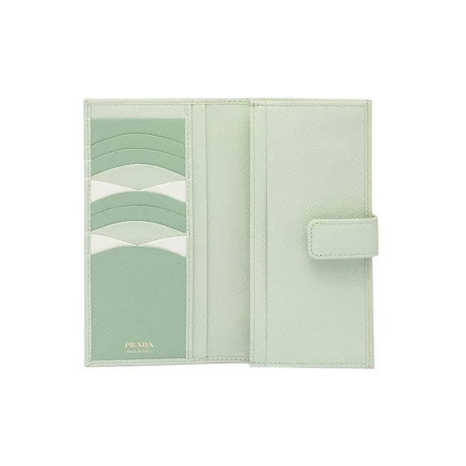 PRADA Saffiano Leather Wallet Large Size Women's Aqua Green-3