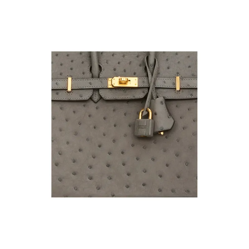 HERMES Birkin Ostrich Leather Birkin Bag Handbags Regular Women's 0L Grismeyer Cumulonimbus Gray-3