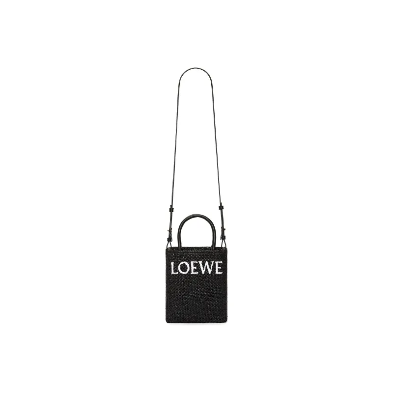 LOEWE Raffia Fiber Handbag Regular Women's Black/White-3