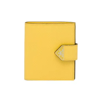 PRADA Leather Card Clip Wallets Men's Yellow