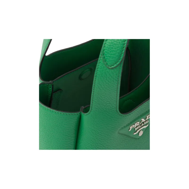 PRADA Leather Basket Bag Tote Bag Shopping Bag Handbag Women's Green-4