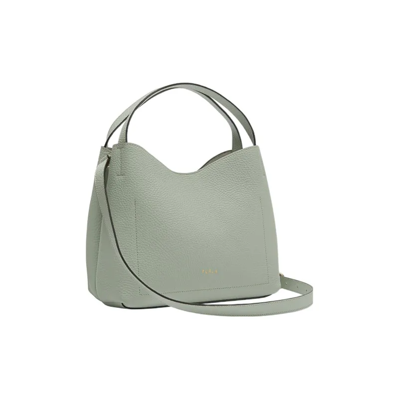 Furla Primula Textured Calfskin Bucket Bags Shoulder Bag Crossbody Bag Handbag Small Size Women's Green-3
