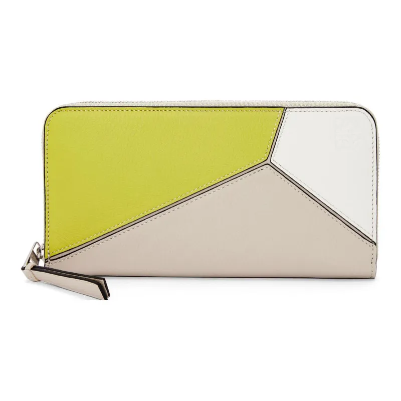 LOEWE Puzzle Classic Calfskin Wallet Women's Lemon/Light Oat-0