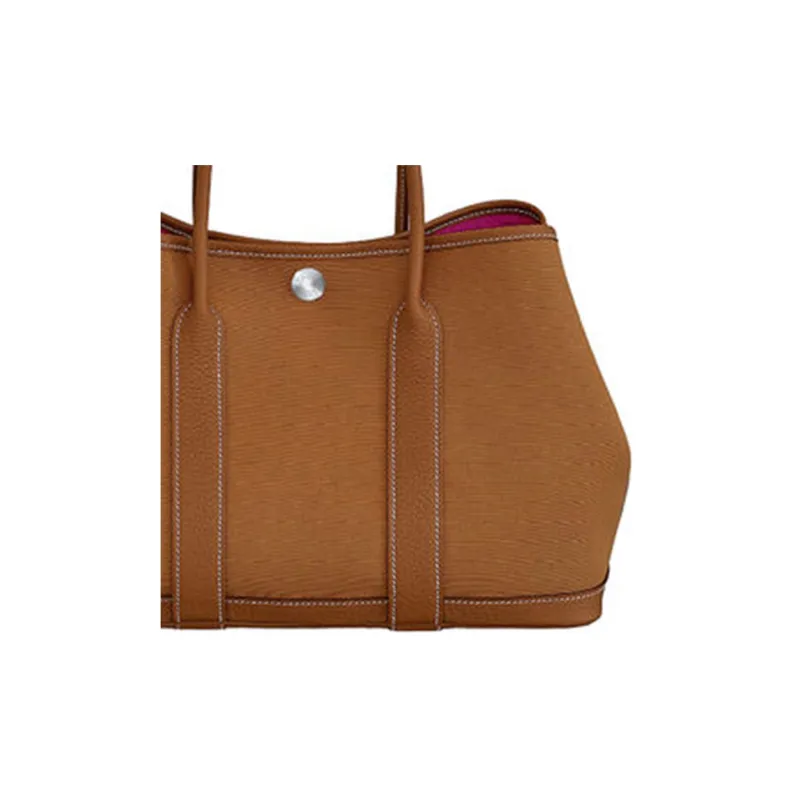 HERMES Garden Party Two-Tone Cow Leather Garden Bag Handbag Unisex Sand/Gold/Woodland Pink-3