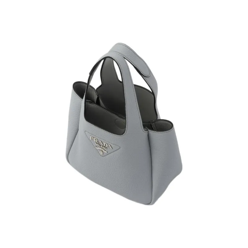 PRADA Leather Basket Bag Tote Bag Shopping Bag Handbag Women's Cornflower Blue-2