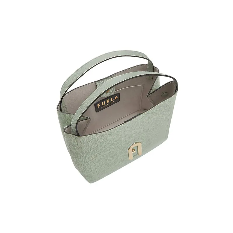 Furla Primula Textured Calfskin Bucket Bags Shoulder Bag Crossbody Bag Handbag Small Size Women's Green-4