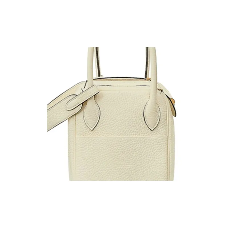 HERMES Lindy Taurillon Clemence Cow Leather Handbag, Shoulder Bag Women's I2 Nata Cream White-4