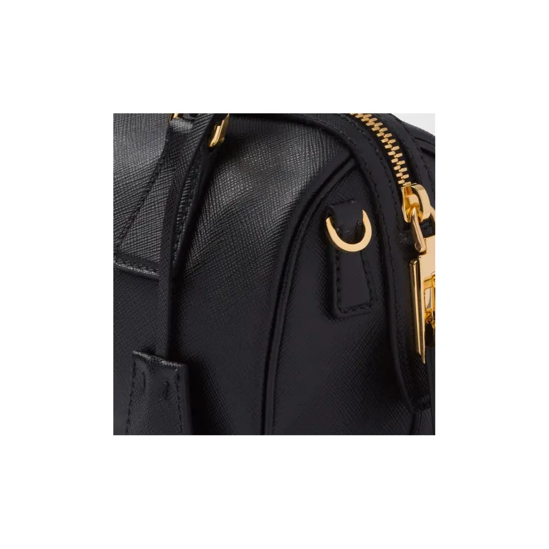 PRADA Saffiano Leather Top Handle Bag Black-4