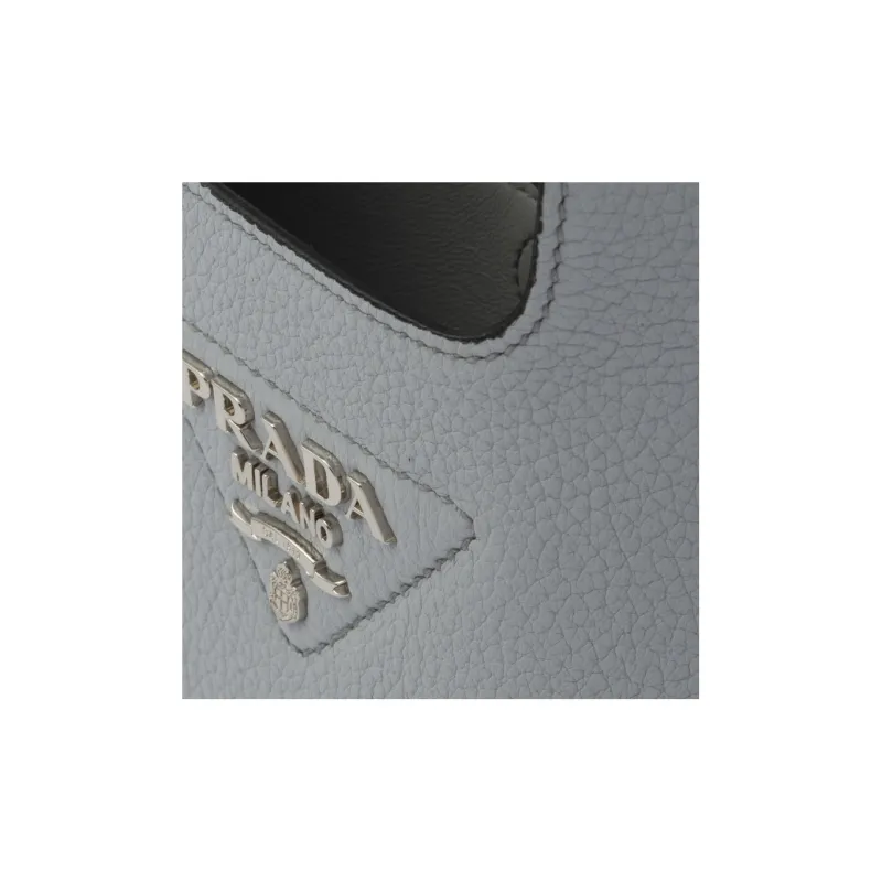 PRADA Leather Basket Bag Tote Bag Shopping Bag Handbag Women's Cornflower Blue-4