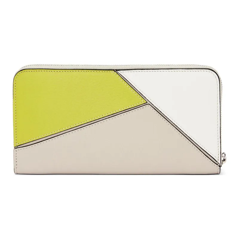 LOEWE Puzzle Classic Calfskin Wallet Women's Lemon/Light Oat-1