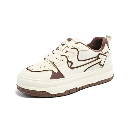 EXULL Q Skateboard Shoes Women's Low-Top Coffee Fleece-Lined