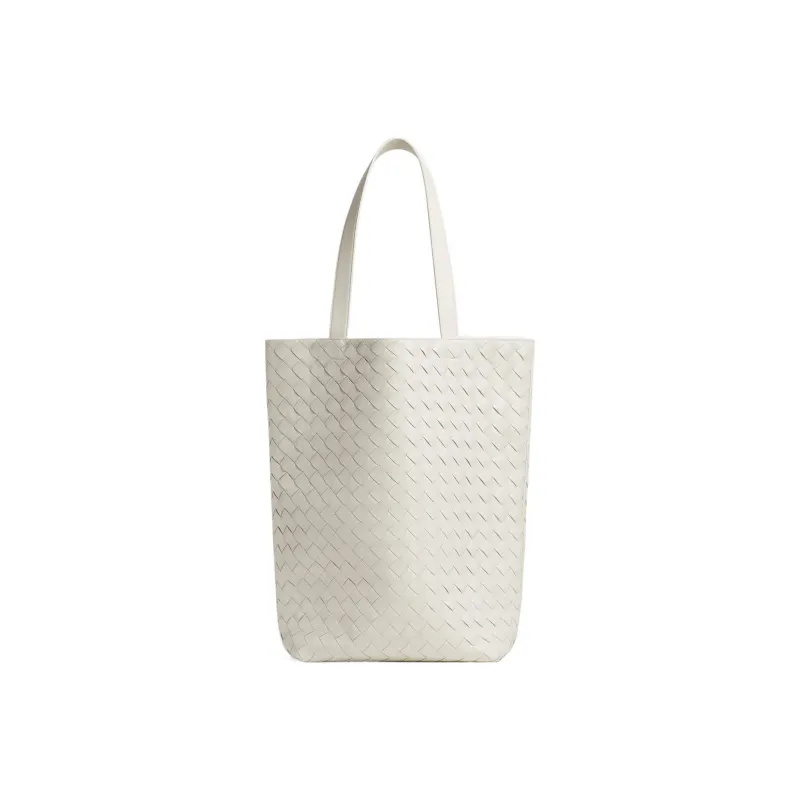 Bottega Veneta Cow Leather Tote Bag Shopping Bag Shoulder Bag Handbag Small Size Men's White-0