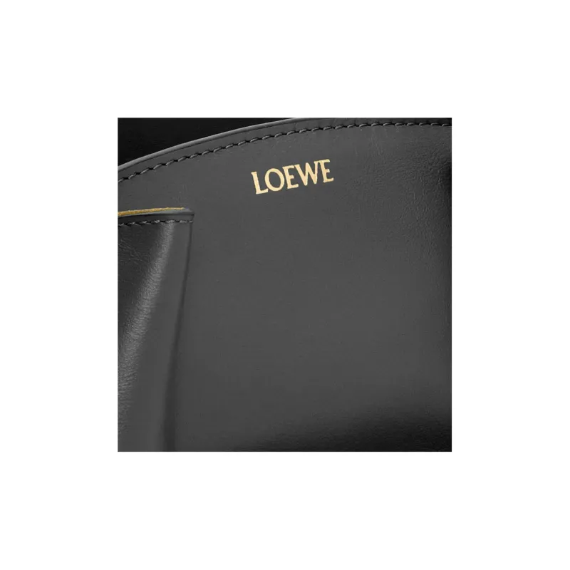 LOEWE Shiny Nappa Cow Leather Dumpling Bag Shoulder Bag Crossbody Bag Handbag Small Size Women's Black-7