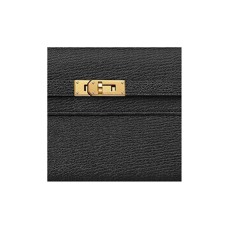 HERMES Kelly To Go Mysore Goat Skin Wallets Shoulder Bag Crossbody Bag Women's Black-3