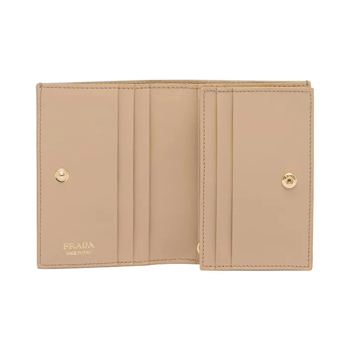 PRADA Leather Wallet Small Size Women's Sand Beige Yellow-3