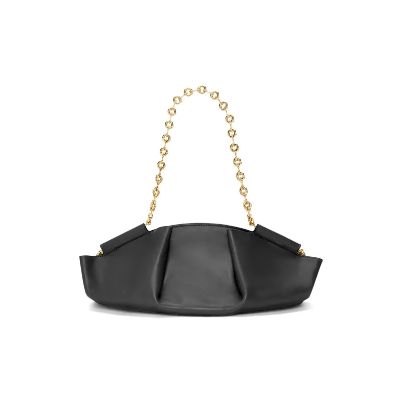 LOEWE Shiny Nappa Cow Leather Dumpling Bag Shoulder Bag Crossbody Bag Handbag Small Size Women's Black-1