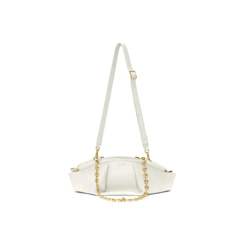 LOEWE Shiny Nappa Cow Leather Dumpling Bag Shoulder Bag Crossbody Bag Handbag Small Size Women's White-4