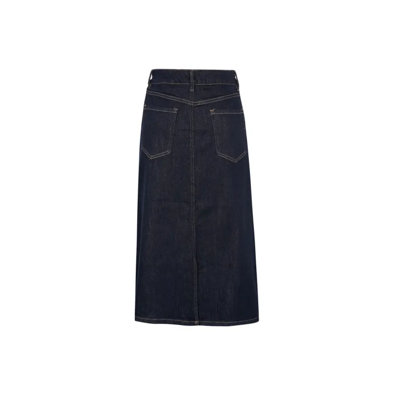 3COLOUR Denim Long Skirts Women's Blue Black-1