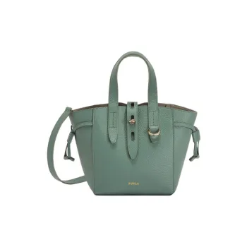 Furla Net Collection Cow Leather Basket Bag Shoulder Bag Crossbody Bag Handbag Mini Women's Green