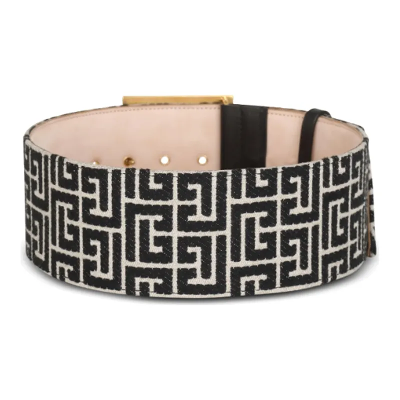 BALMAIN Monogram pattern Wide Belt-1