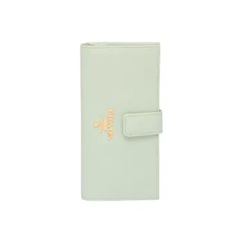 PRADA Saffiano Leather Wallet Large Size Women's Aqua Green