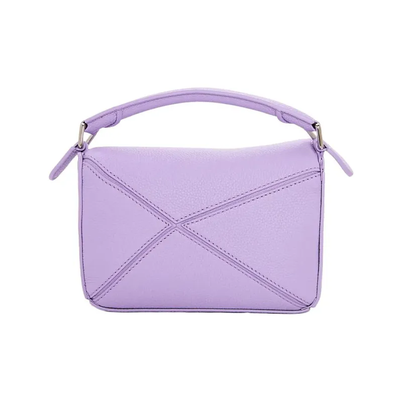LOEWE Puzzle Soft Grain Cow Leather Shoulder Bag Crossbody Bag Handbag Mini Women's Light Purple-3
