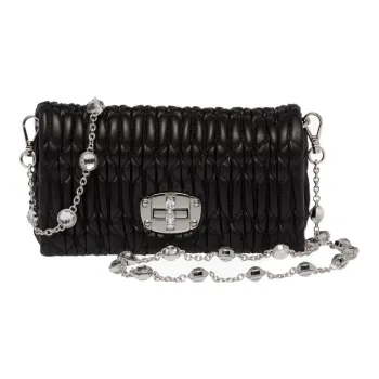MIU MIU CRYSTAL Sheepskin Crossbody Bag, Shoulder Bag Mini Women's Black