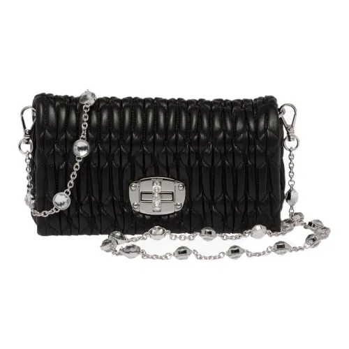 MIU MIU CRYSTAL Sheepskin Crossbody Bag, Shoulder Bag Mini Women's Black