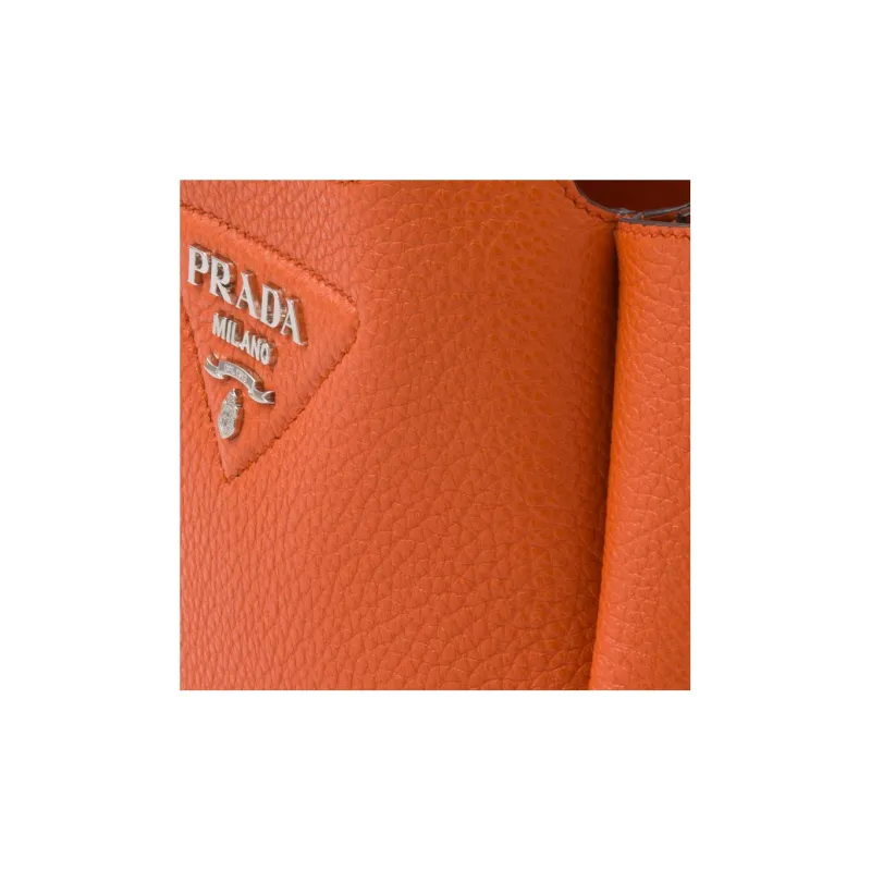 PRADA Leather Tote Basket Bag Shopping Bag Handbag Women's Orange-3