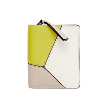 LOEWE Puzzle Calfskin Wallet Women's Lemon/Light Oat