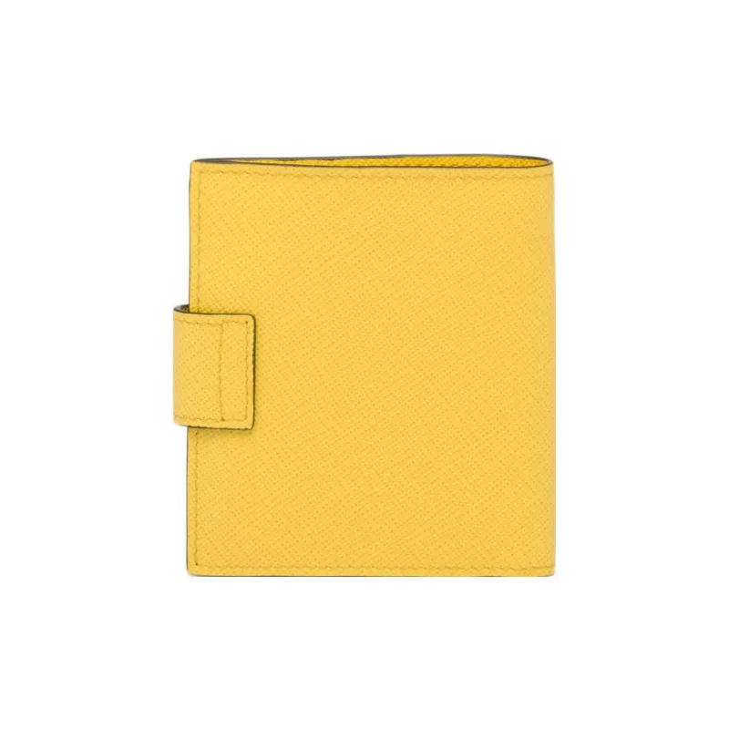 PRADA Leather Card Clip Wallets Men's Yellow-1