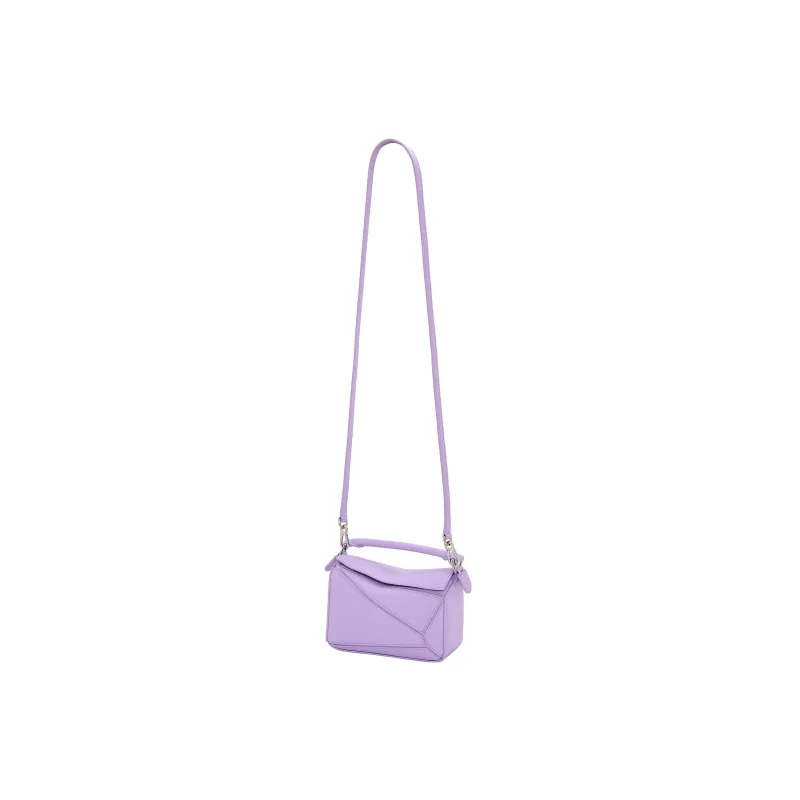 LOEWE Puzzle Soft Grain Cow Leather Shoulder Bag Crossbody Bag Handbag Mini Women's Light Purple-4