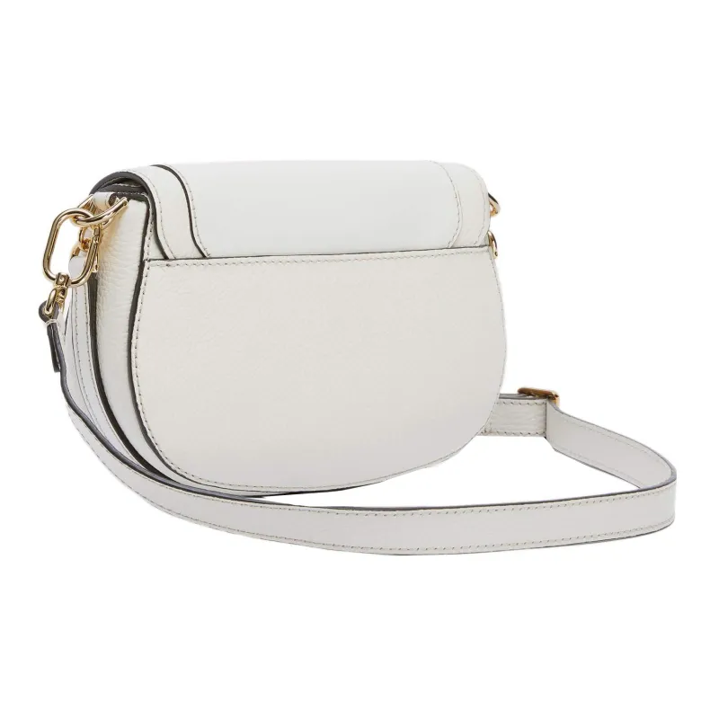 Furla Club 2 Cowhide Leather Saddle Bag, Shoulder Bag, Crossbody Bag Small Size Women's White-3