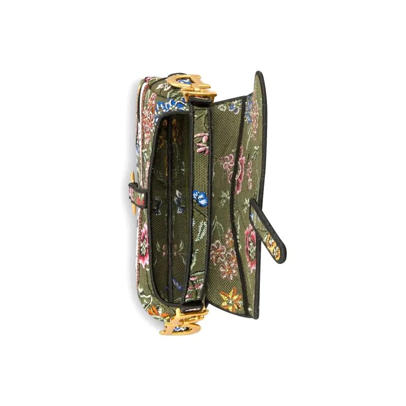 DIOR Saddle Embroidery Saddle Bag Shoulder Bag Crossbody Bag Handbag Women's Green/Multicolor-3