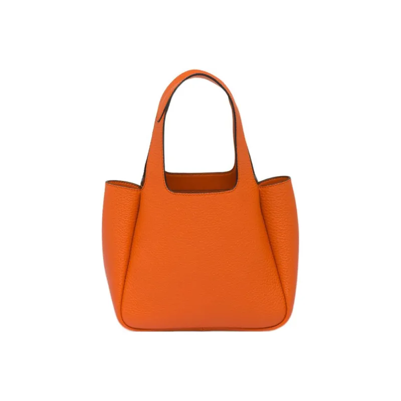 PRADA Leather Tote Basket Bag Shopping Bag Handbag Women's Orange-1