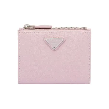 PRADA Leather Wallet Small Size Women's Snowflake Pink