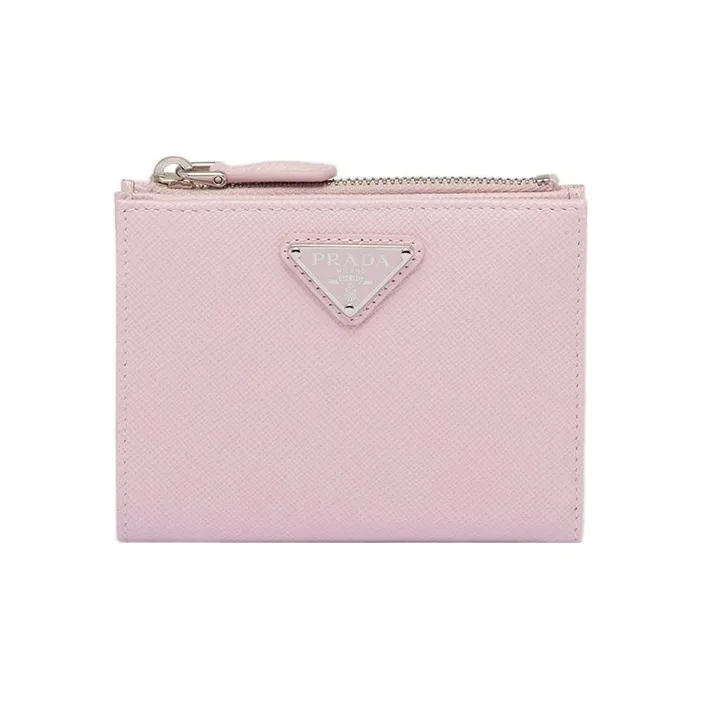 PRADA Leather Wallet Trumpets Women's Snowflake Pink-0